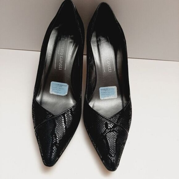 ROBERTO CAPUCCI | Italy Snake Pattern Genuine Suede Leather Stiletto Heels 7 B - Picture 5 of 16